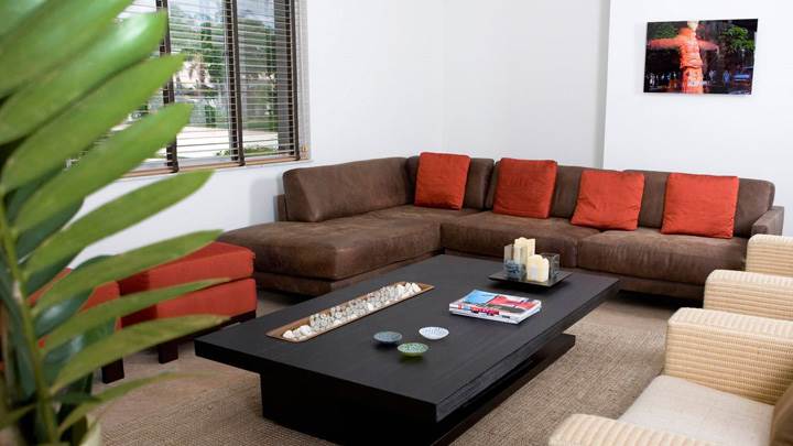Brown Sofa Set in Guest Room And White Background